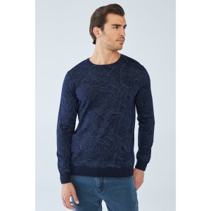 Boris Becker BORAK Wool and Patterned Sweater Blau