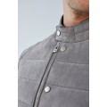 Boris Becker SILVER QUILTED LEATHER JACKET Grau