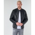Guess QUILTED ECO LEATHER JACKET Schwarz